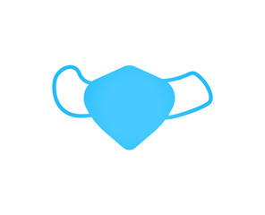 Vector icon of a medical facial mask, symbol of protecting from viral and bacterial infections, vector illustration.