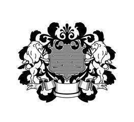 Heraldry flourish royal vintage monochromatic emblem family crest logo luxury