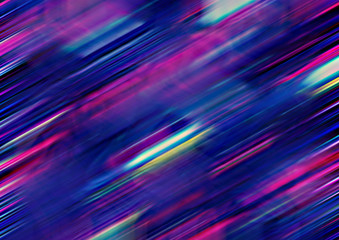 A bold, colorful abstract image featuring neon pink, purple, and blue waves forming a glowing frame around a dark, motion-blurred center. Evokes energy, creativity, futuristic design,