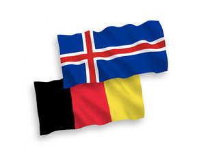 Flags of Belgium and Iceland on a white background