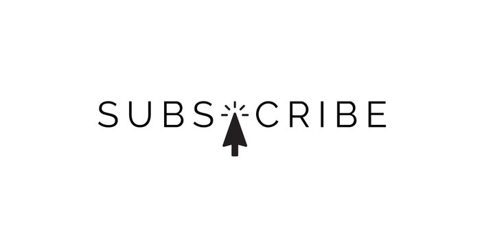 subscribe text message with mouse cursor, minimal plain design for web media channel, isolated vector icon