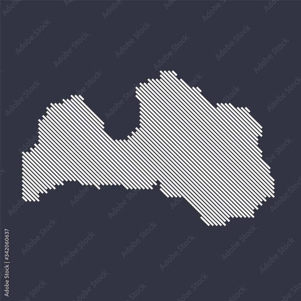 Poster stylized simple diagonal line map of latvia