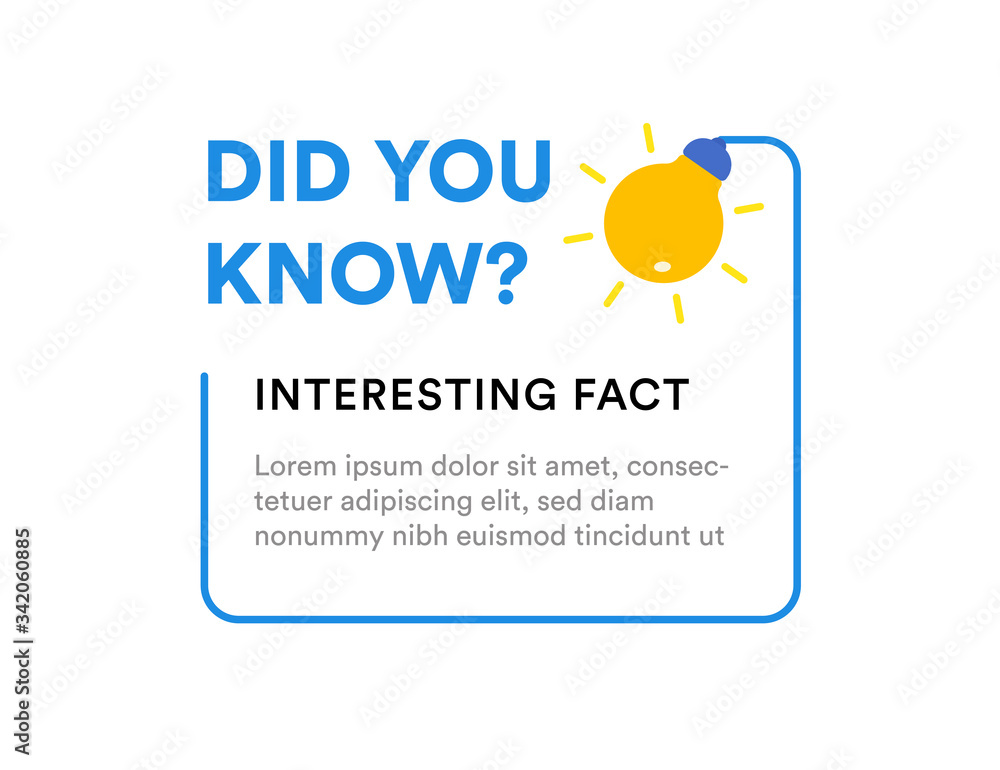 Poster Did you know Web banner with frame and bulb, idea box, quote for interesting fact. Web interface infographic, flat design element. Vector illustration.