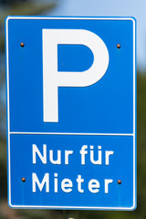 Schild - Parken nur für Mieter