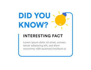 Did you know Web banner with frame and bulb, idea box, quote for interesting fact. Web interface infographic, flat design element. Vector illustration.