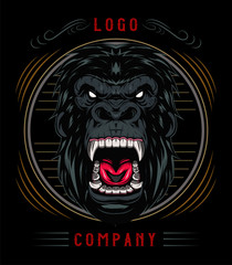 Head of a gorilla LOGO with angry face