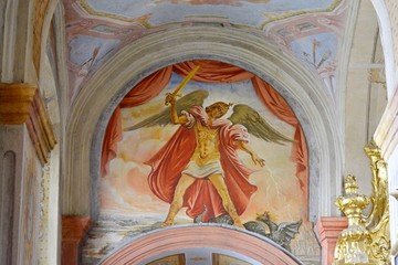 Obraz premium The Catholic Cathedral of the Assumption of the Virgin Mary and St. Stanislav in Mogilev. Belarus. The interior and exterior of the temple.