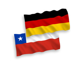 Flags of Chile and Germany on a white background