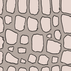 Stones handdrawn seamless brown pattern. Vector illustration.