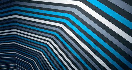 Abstract lines in 3D dimensional perspective abstract vector background, cool funky design layout, 70s retro template.