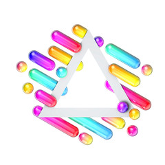 Abstract funky 80's style geometric banner. 3D Rendering