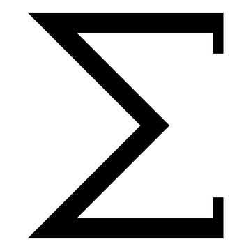 Sigma greek symbol capital letter uppercase font icon black color vector illustration flat style image