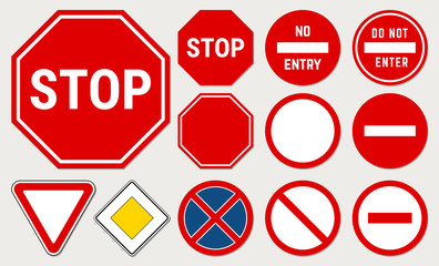 Base Road Sign Set. Traffic Icons. Vector Illustration