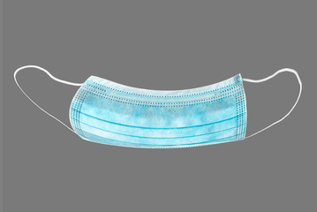 Respiratory mask for face on a gray background