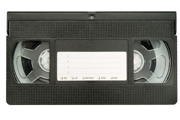 The front part of a VCR tape over a white background.