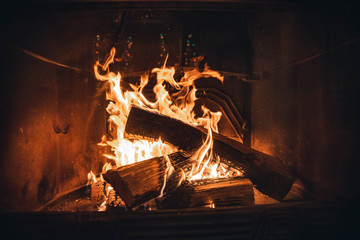 fire in the fireplace