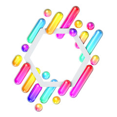 Abstract funky 80's style geometric banner. 3D Rendering