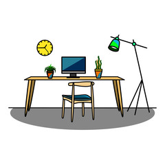 work from home , vector illustration of a living room , flat vector