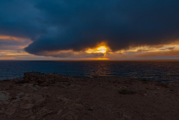 ocean sunset on the cliff