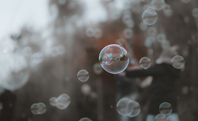 soap bubbles in the air