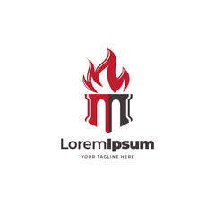 castle fire logo design vector
