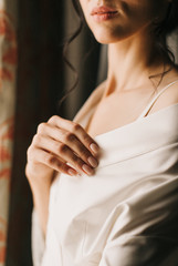 Close-up tender bride's hands