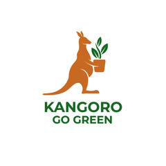Kangaroo planting template logo vector