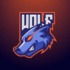 Wolf fang angry e-sport character mascot logo design vector template 