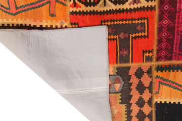 Old and modern Persian Colourful Arabesque and handmade carpet, rug gelim, patchwork, and Gabbeh...