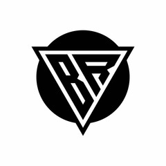 BR logo with negative space triangle and circle shape design template