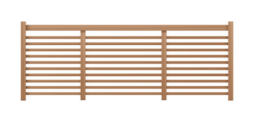 Wooden balcony railing isolated on white background - realistic banister