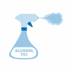 Alcohol antiseptic with spray. Isolated flat vector illustration.