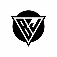 BJ logo with negative space triangle and circle shape design template