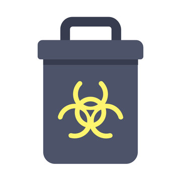 Metallic Bio Hazardous Container On White Background, Potentially Infectious Substances Vector Color Icon Design, Biomedical Waste Metal Can Concept,  