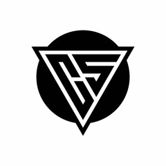 CS logo with negative space triangle and circle shape design template