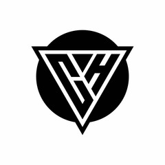 CH logo with negative space triangle and circle shape design template