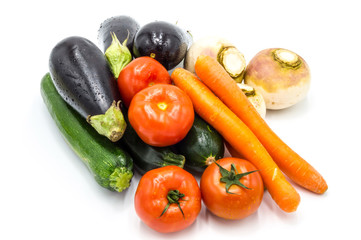 Several fresh vegetables for the preparation of a couscous