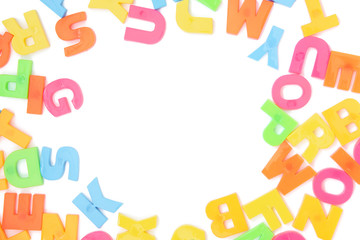 Colored letters of the English alphabet on a white background. Children education