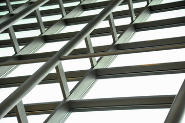 Fototapeta na wymiar Arc polycarbonate canopy and reinforced concrete construction. Metal construction.