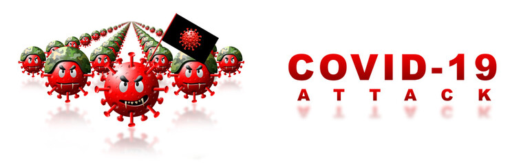 Funny coronavirus molecules army ilustration