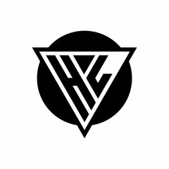 HL logo with negative space triangle and circle shape design template