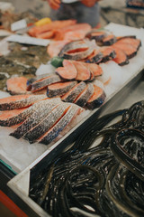 A tray of seafood and fresh fish. High quality photo