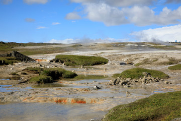 Hveravellir / Iceland - August 25, 2017: Landscape at Hveravellir a geothermal and sulfur area, Iceland, Europe
