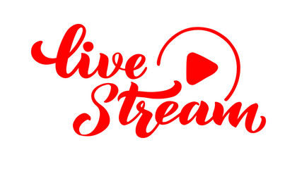 Naklejka na ściany i meble Live stream - vector hand draw lettering for projects, website, live stream video chat. The vector illustration is isolated on white. EPS 10