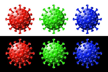 Coronavirus molecules in RGB colors