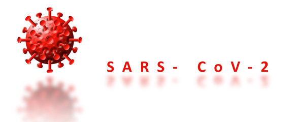 SARS-CoV-2 inscription with coronavirus symbol