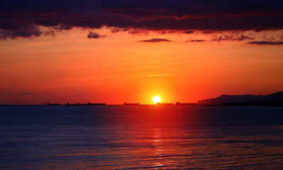 Photo of a beautiful sunset on the sea