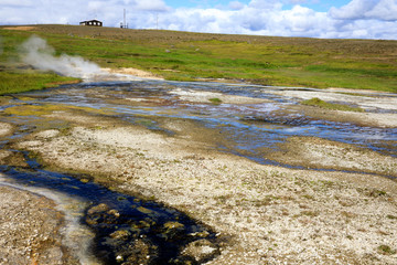 Hveravellir / Iceland - August 25, 2017: Landscape at Hveravellir a geothermal and sulfur area, Iceland, Europe