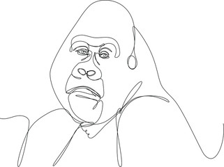 gorilla in primo piano, disegnato in unica line continua
