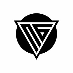 NG logo with negative space triangle and circle shape design template
